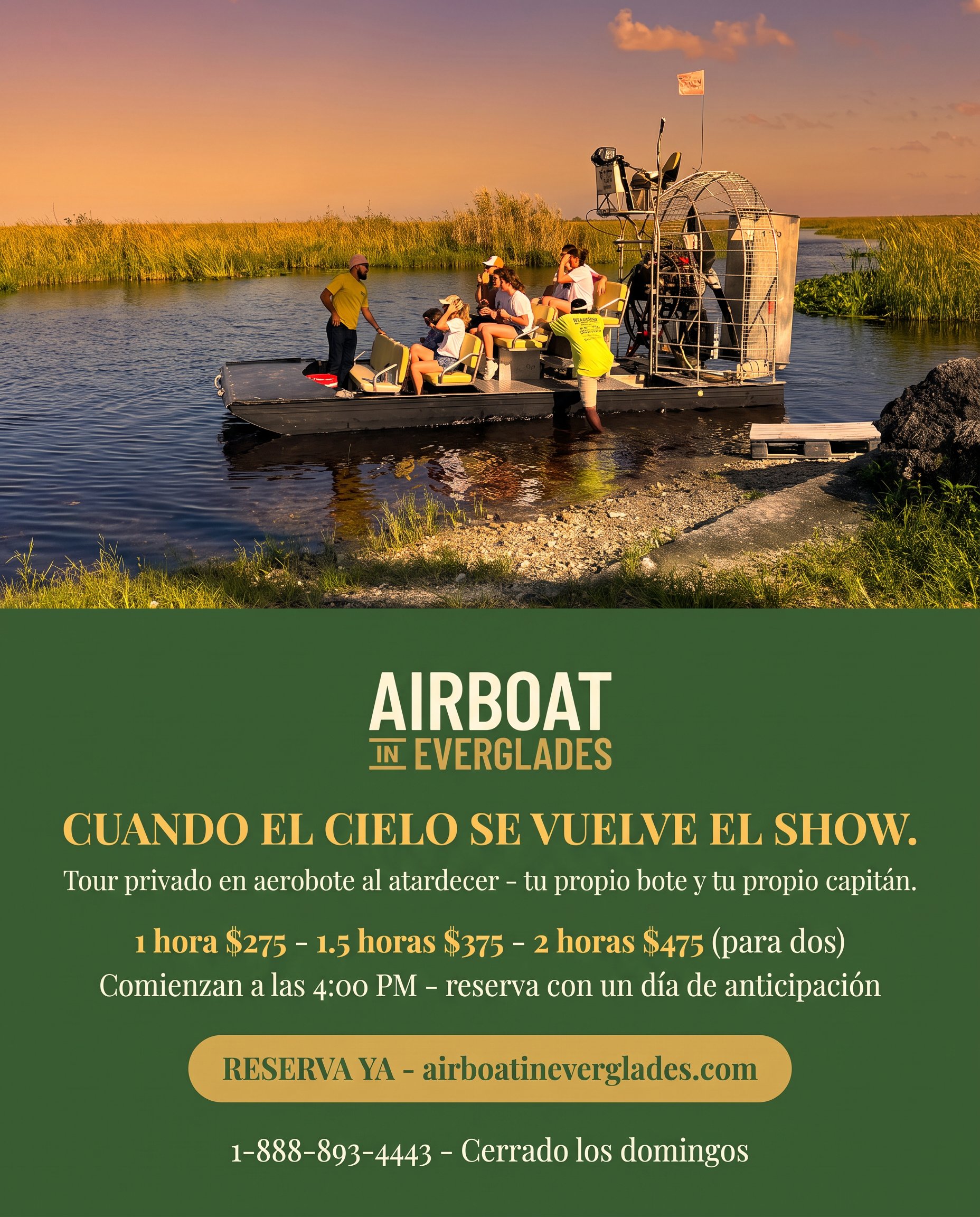 Tour privado en aerobote al atardecer en los Everglades, Airboat in Everglades